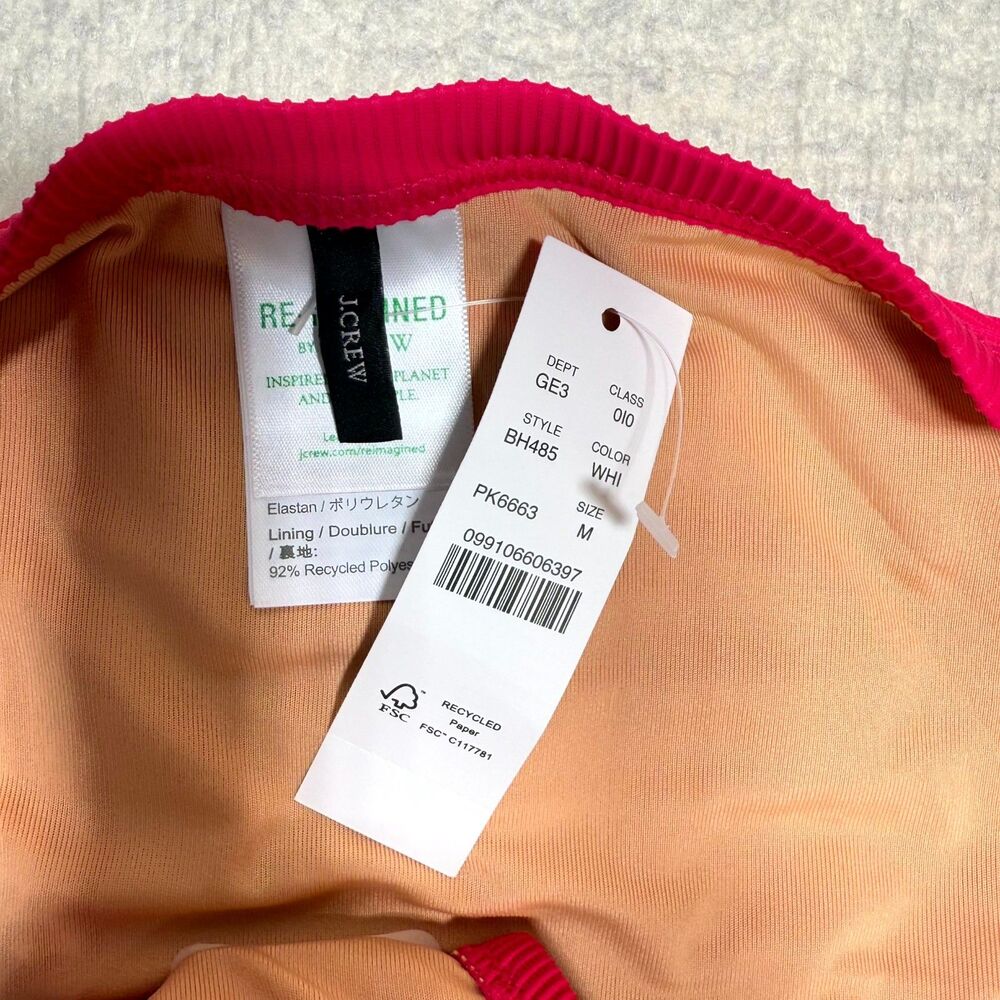 J.Crew Ribbed Bikini Bottoms Bright Pink Ladies Size M NEW BH485 WHI‎ - Picture 2 of 9
